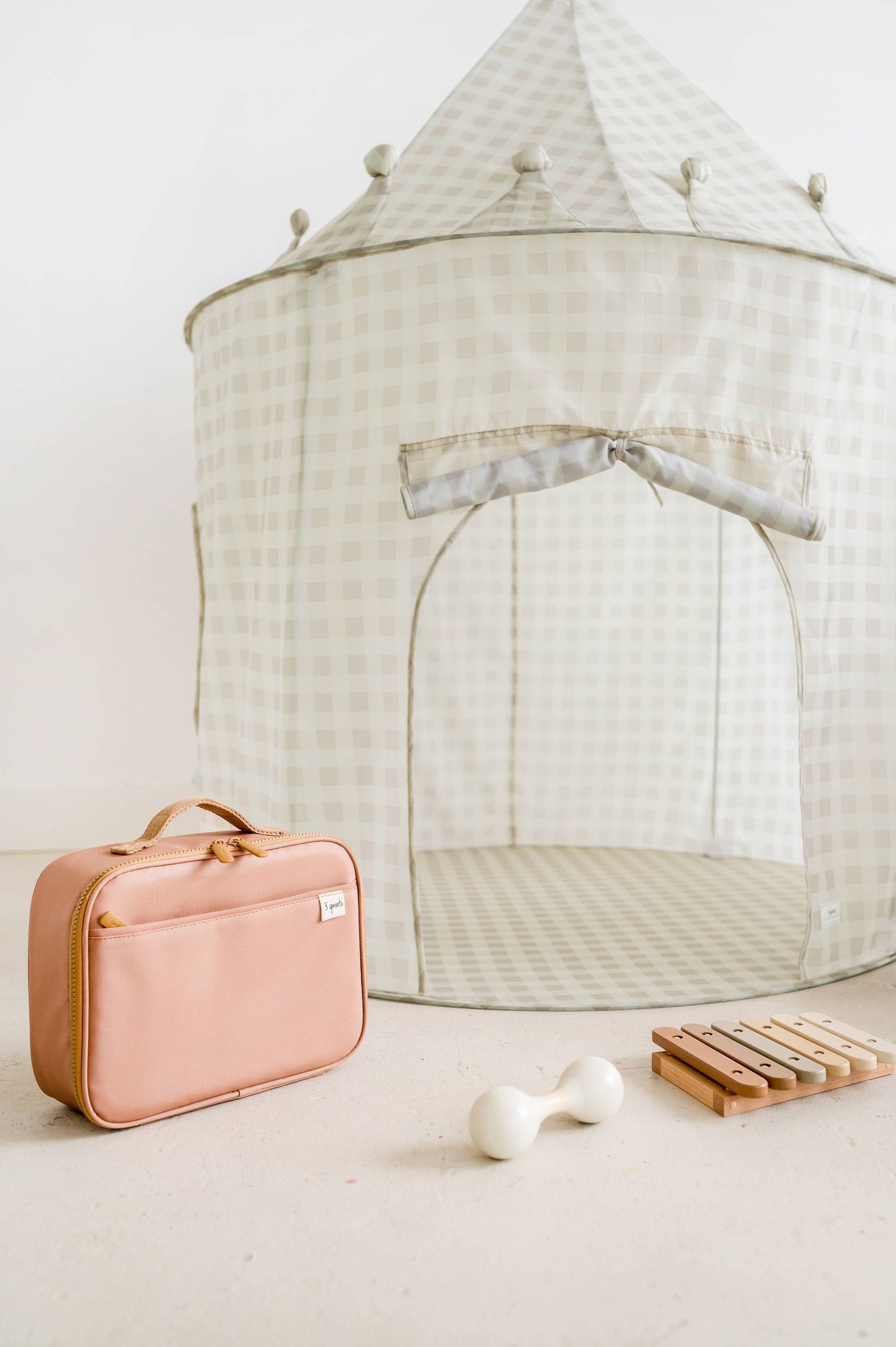 Play Tent Castle - Gingham Beige