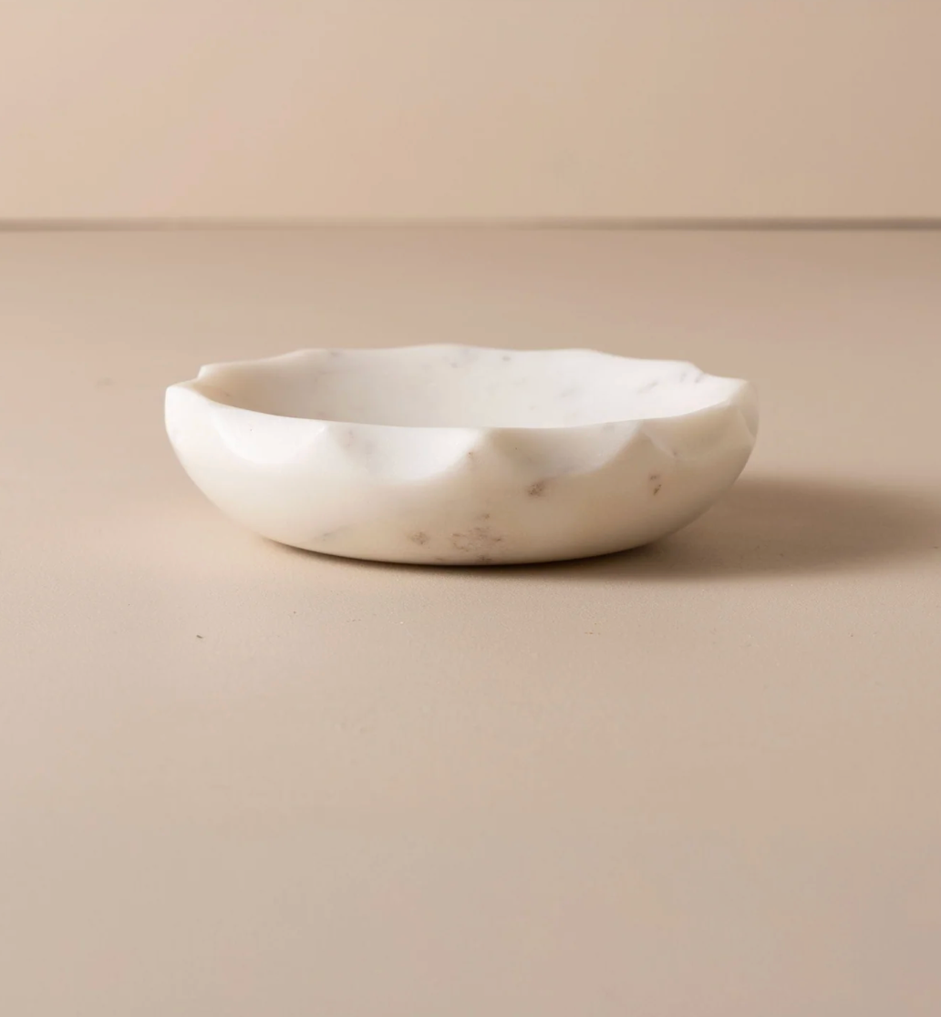 Marble Dish - Tan/Red Marble