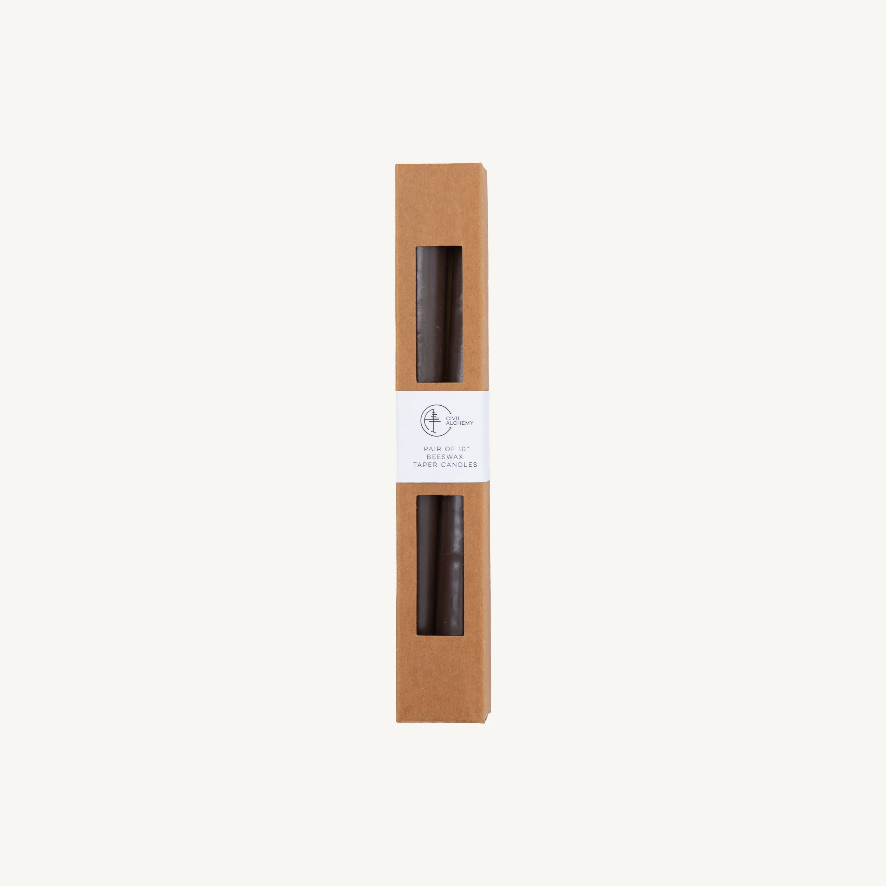 Beeswax Taper Candles Individual - Charcoal
