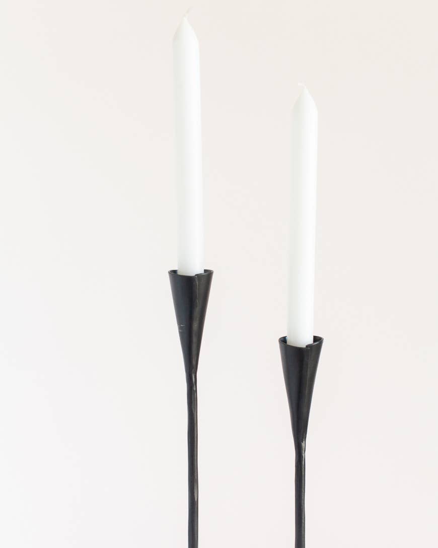 Set of 2 Candle Holder Foraged Iron - Black