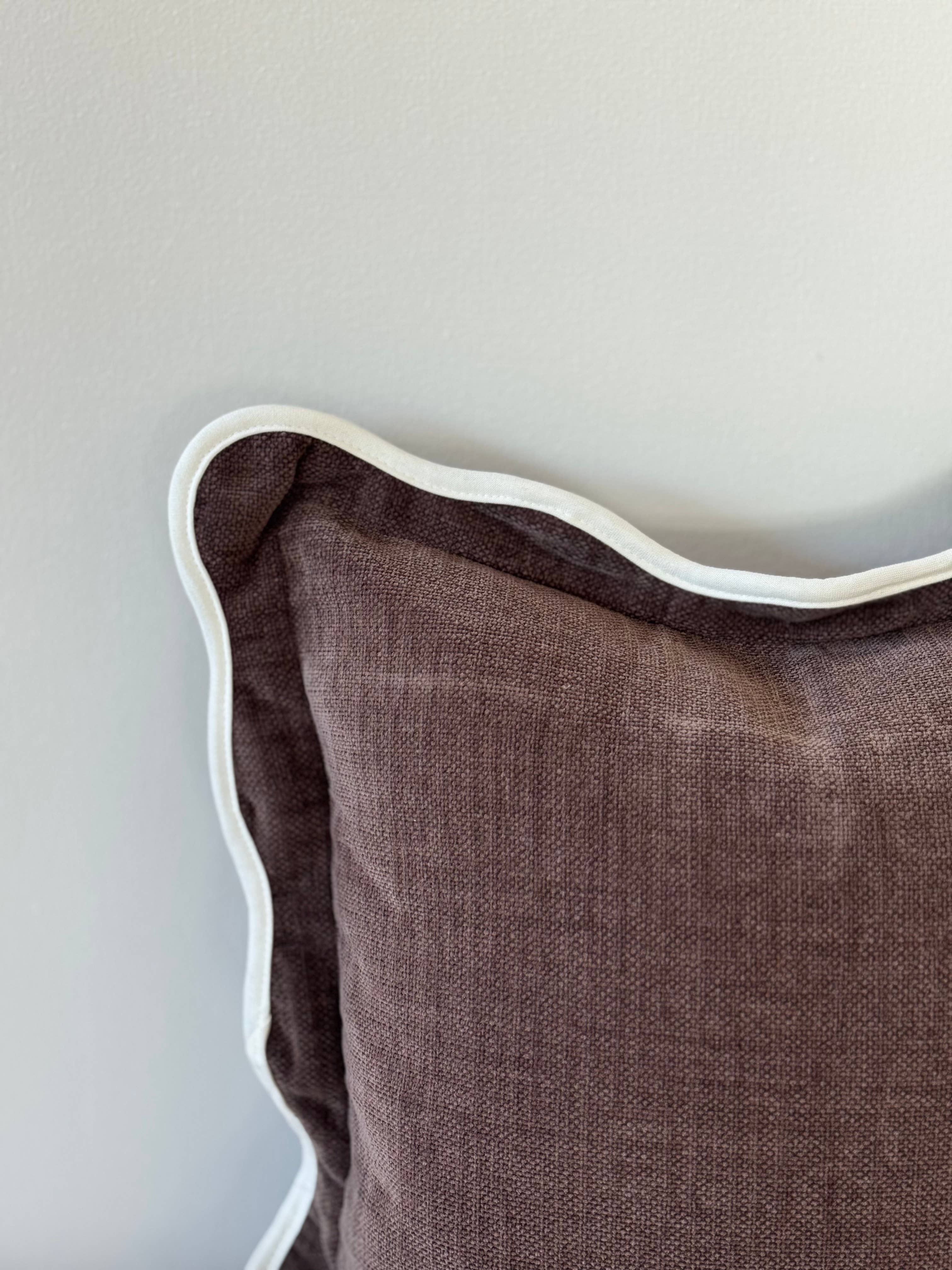 Brown Scalloped Edge Pillow Cover - 18x18