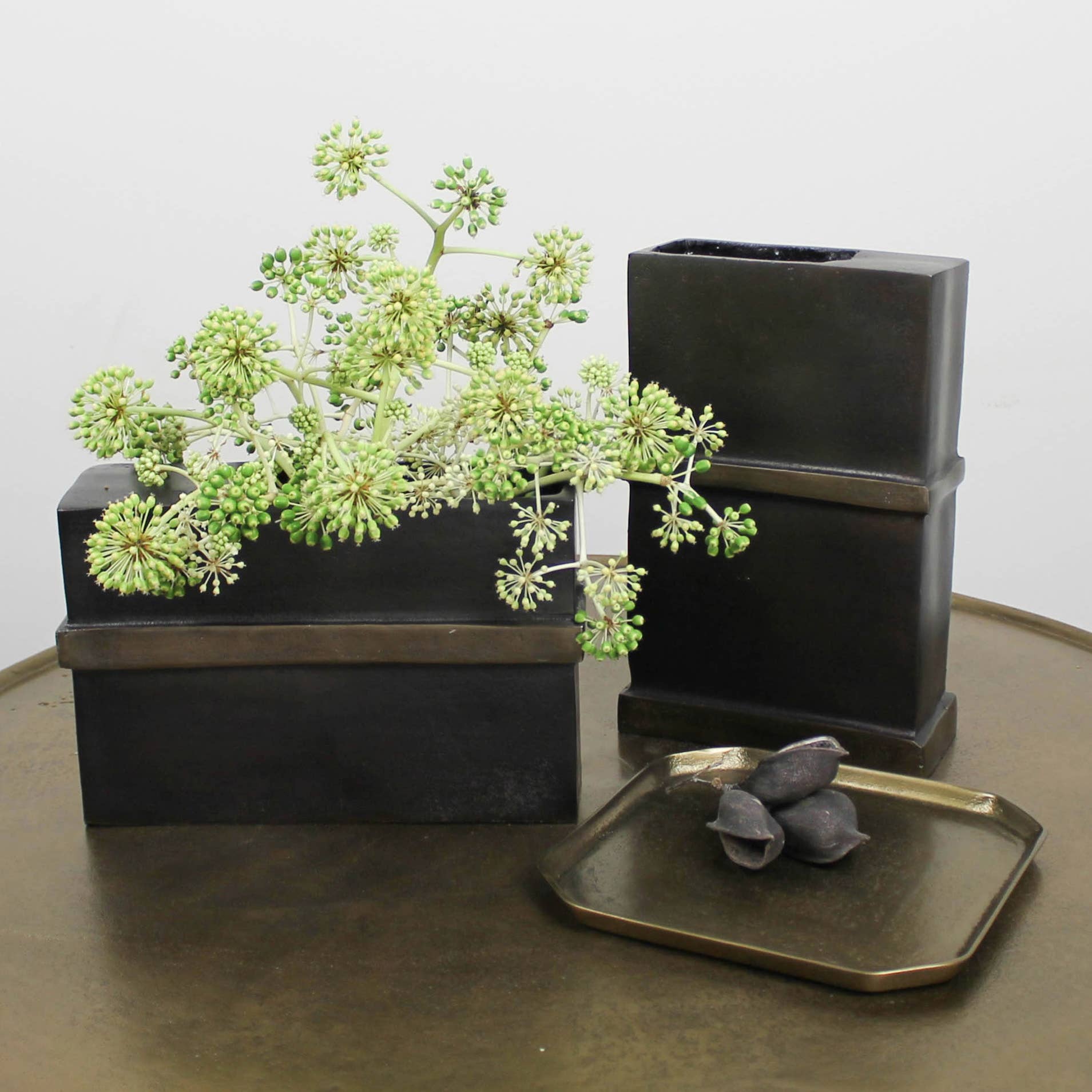 Bronze & Brass Rectangular Vase
