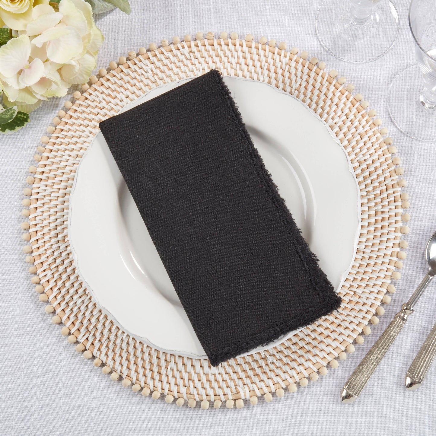 Stonewashed Black Linen Dinner Napkin