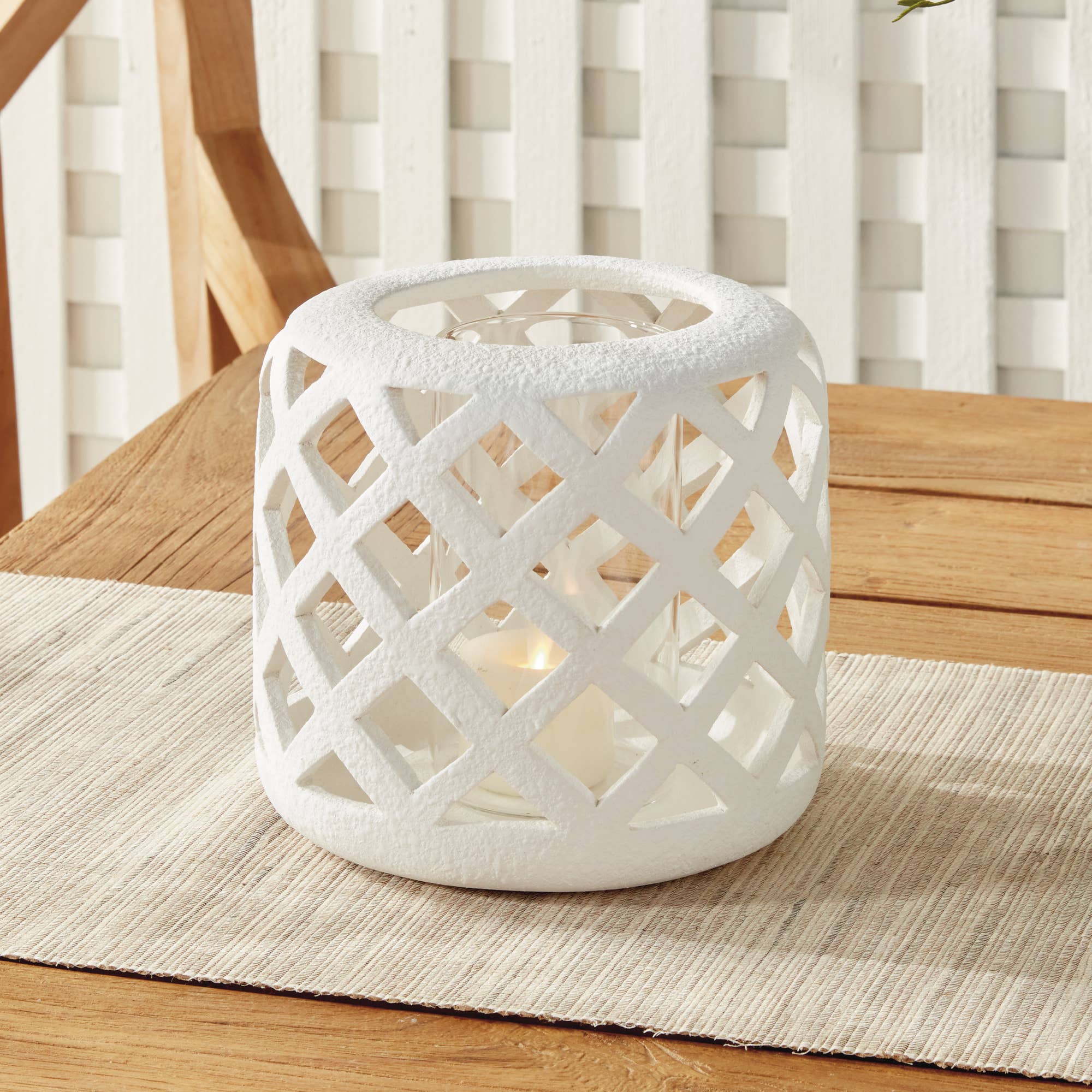 Diamond Ceramic Hurricane Vase - Small